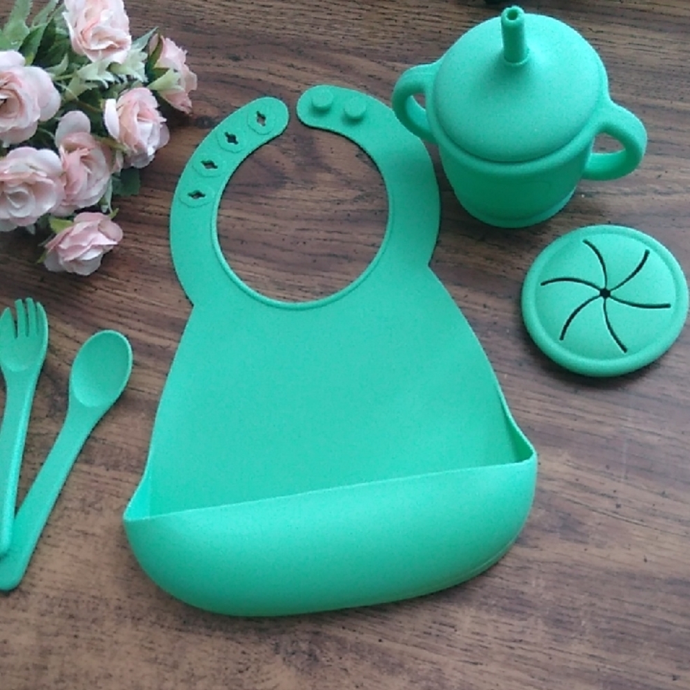 Green Silicone Baby Feeding Set